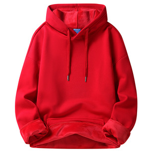 400G Heavy Hooded Wear Men's Spring, Autumn and Winter American Solid Color fleece-lined Thickened Fashion Brand Couple Jacket Fashion