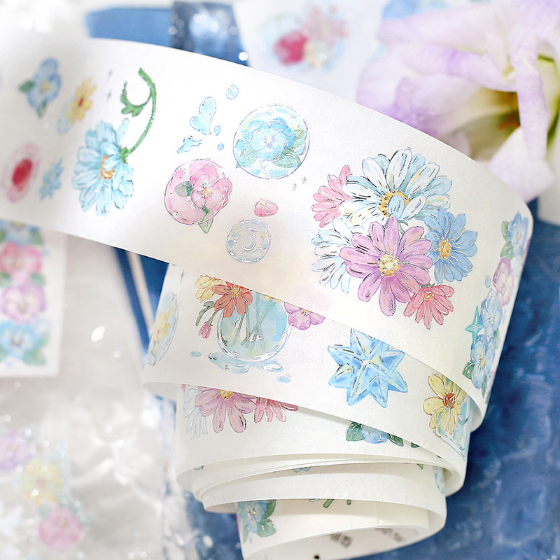 Letter Lover Silver Foil Washi Tape Glass Dream Series Fresh Journal Stickers Decorative Material Set of 4