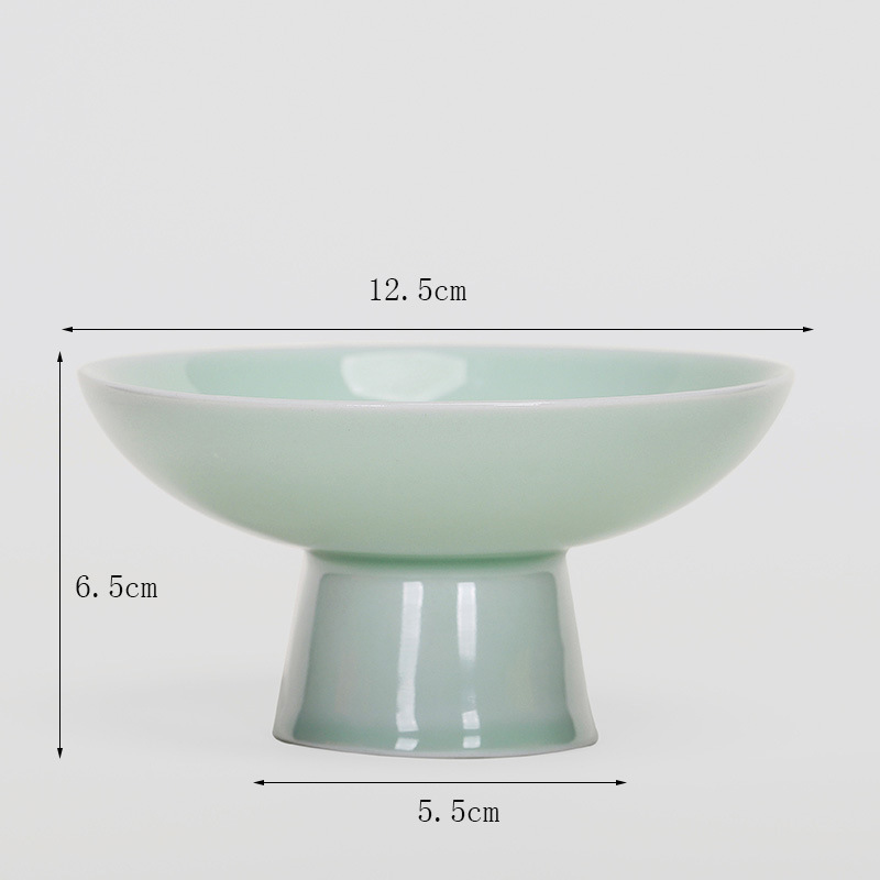 Ceramic Blue and White High Foot Fruit Plate Refreshment Plate Restaurant Club Tea House Dim Plate Dried Fruit Hard Fruit Plate Pastry Fruit Plate