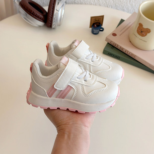Children's Fashion sneaker Spring and Autumn New Boys' Non-slip Running Shoes Girls' Fashion Leather Panel Shoes All-match Western Style