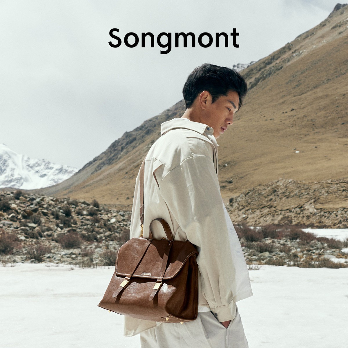 [New Year Gift] Songmon Mountain Travel Briefcase, Vegetable Tanned Leather Crossbody Backpack