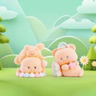 Bubble Bear Flocking Blind Box Butter Bear Fun Tide Ornaments Wholesale Gifts