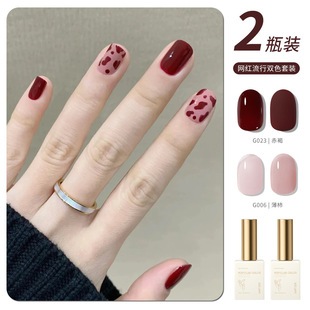 Ice through solid color refers to the use of oil gel explosions jump color 2024 new white two-color three-color suit nail shop dedicated