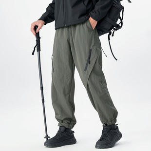 Spring and Autumn Japanese Tooling Pants Men's and Women's Trendy Brand Three-proof Charge Pants Couple's Outdoor Elastomic Leg-tied Sports Pants