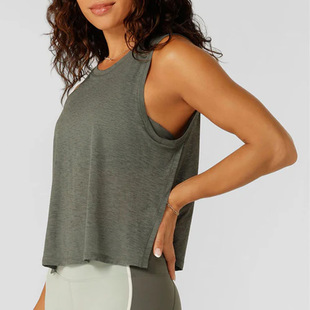 Cross-border New Sports Vest Yoga Clothing Side Split Sports Blouse Loose Quick-drying Outdoor Fitness Running Top
