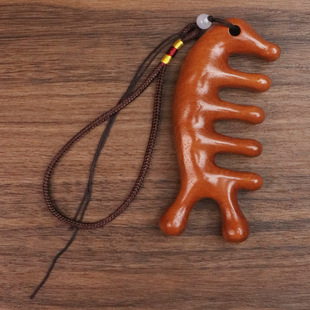Golden Sandalwood Dolphin Upgraded Massage Comb Five Teeth Round Head Solid Wood Comb Wholesale Multifunctional Gluten Comb Nose Scraping