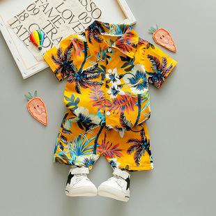 Children's clothing wholesale new boys summer short sleeve shirt suit beach fashion children baby summer two-piece set