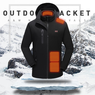 Cross-border Smart Heating Charge Clothes Men's Outdoor USB Charging Heating Cotton-padded jacket Warm Mountaineering Jacket