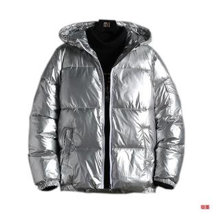 Winter Cotton-padded Coat Men's Fashionable Brand Bright Noodles Thickened Warm Coat Fashionable Loose fleece-lined Cotton-padded Coat Casual Bread Coat
