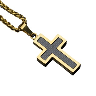 European and American cross-border jewelry 316 stainless steel Creative Carbon fiber golden cross pendant accessories QSZ100