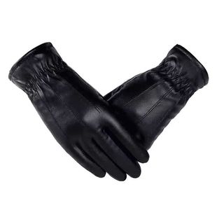 Winter Warm Gloves Thickened fleece-lined Touch Screen Windproof Gloves PU Leather Electric Bicycle Riding Gloves for Men and Women