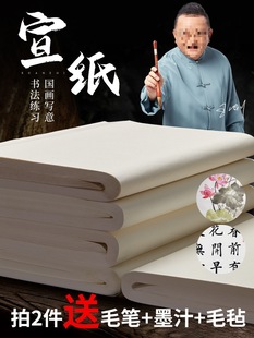 Half-cooked rice paper 100 pieces of calligraphy paper works paper Chinese painting wool edge paper beginners calligraphy practice paper raw