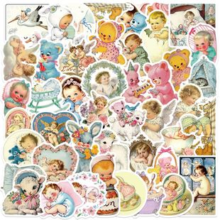 50 cartoon retro baby graffiti series original stickers decorated guitar cup computer waterproof non-infringement stickers