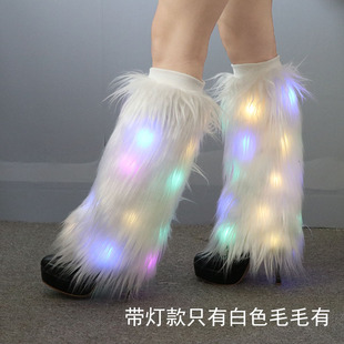 Autumn and winter imitation wool plush socks long boots warm stage performance fox fur high tube leg protector women