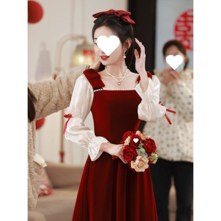 Toast Suit Bride High-end Sense 2024 New Style Small Man Usually Wearing Wedding Engagement Return Evening Dress Women's Dress