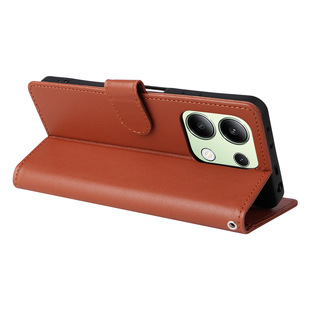 Applicable to Red Mi Note13 4G mobile phone leather case Red Mi 13C Solid color leather pattern three card card photo frame wallet