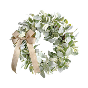 Spring Simulation Green Plant Sheep Ear Garland Door Hanging Garden Green Leaf Plant Rattan Circle Living Room Window Decoration Wall Hanging