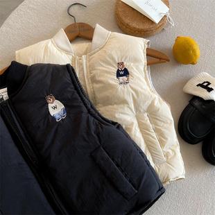 Children's Cotton Vest Boys' 2024 Winter Vest Coat Baby's Thickened Warm Waistcoat Girls' Bear Top