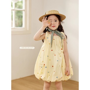 Flower bud embroidery baby girl flower bud dress summer 2025 new girls suspenders super good-looking six one princess skirt