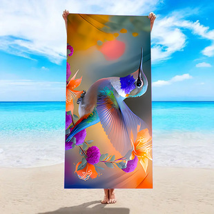 Cross-border temu hiyin tiktok explosion beach towel microfiber adult swimming bath towel absorbent towel