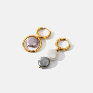Europe and the United States cross-border fashion new natural pearl earrings personality simple copper earrings street pop jewelry
