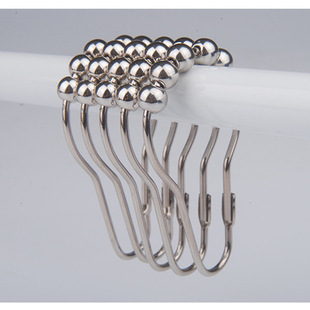 Household Curtain Hook Door Curtain Ring Metal Hook Ball Hanging Shower Curtain Lifting Ring Partition Curtain Bathroom Five-bead Hook