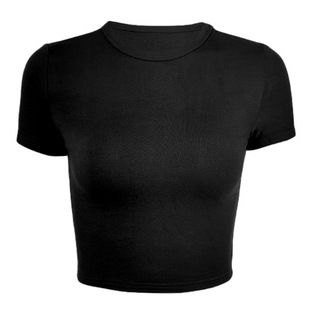 bm Clothes Base Shirt Inner Top European and American Stretch Slim-fit Round Neck Navel-exposed T-shirt Women's Summer Short-sleeved Hot Girl Short