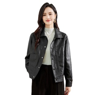Leather Women's 2024 New Fashion Popular Chanel Style Elegant Leather Jacket Women's Short Leather Jacket Autumn