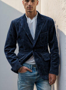 2024 Cross-border Men's Autumn and Winter Corduroy Vest Pocket Stitching Design Sense Coat Solid Color Single-breasted Vest
