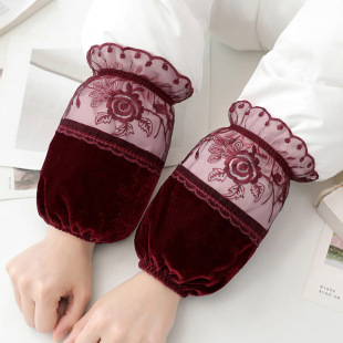 Autumn and Winter Golden Velvet Lace Short Down Jacket Anti-fouling Sleeve Adult Women Student Red Sleeve Head Tao Sen