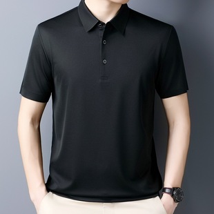 Light Luxury Men's Mulberry Silk Polo Shirt 2025 New Style No-Iron Anti-Wrinkle Middle-Aged Dad's Top High-End Silk T-Shirt