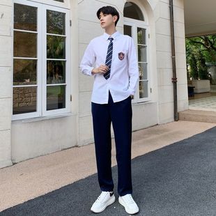 Recitation costume class costume suit British academy style jk shirt navy blue pleated skirt long skirt chorus costume