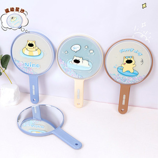New big nose dog series double-sided mirror female students portable folding makeup mirror creative small garden mirror quicksand handheld mirror