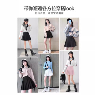 Girl's Skirt Summer 2024 New Arrival Zhongda Children's Pleated Skirt Summer Dress Girl's Sports Skirt Black Skirt