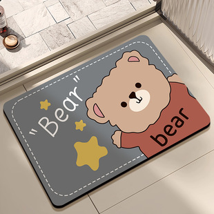 Cartoon Diatom Mud Bathroom Mat Wear-resistant Water Absorbent Quick-drying Anti-slip Mat Household Toilet Toilet Door Mat