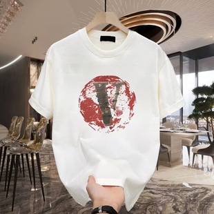 American style Pu Shuai heavy cotton printed short sleeve light luxury T-shirt men's summer fashion brand street loose round neck half sleeve