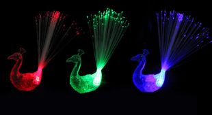 Light-emitting Peacock finger light color-changing peacock light screen optical fiber light children push small gift light-emitting toys wholesale