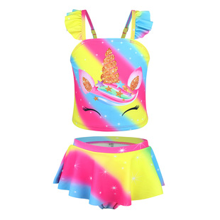 Children's Swimsuit Girls' Split Swimsuit 2025 New Ruffled Sling Quick-drying Cute Princess Style Swimsuit for Summer