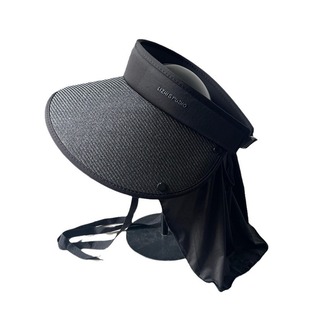 Riding Empty Top Sunshade Hat Women's Straw Black Rubber Shawl Foldable Large Brim Sunscreen Hat UV Protection Sun Hat