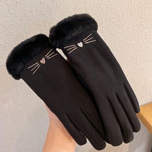 Gloves Autumn and Winter Women's Thickened Warm Riding ins Cute Fleece Riding Electric Touch Screen Gloves