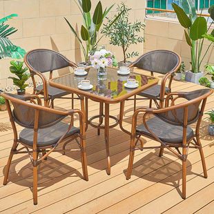 Outdoor Dining Table and Chair Combination Xingba Cafe Milk Tea Shop Outdoor Leisure Area Furniture Balcony Garden Tea Table