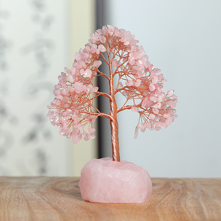 Natural Crystal Tree Ornaments Fortune Tree Agate Love Crystal Original Stone Base Handmade Copper Wire Woven Crystal Gravel