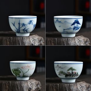 Dehua underglaze color hand-painted landscape master cup personal cup special single cup office home white porcelain tea cup 80ml