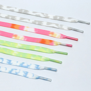 Tie-dye creative color flat shoelaces fit board shoes canvas shoes white shoes 1970s Air Force One sneaker