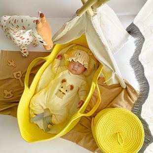 Dy Explosive Knitted Baby Sleeping Basket Portable Baby Sleeping Basket Cute Baby Clothes Storage Basket