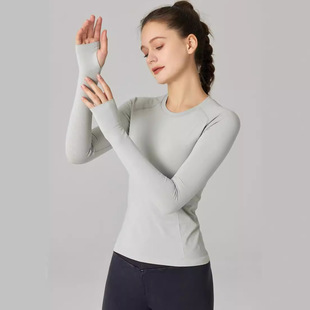 New autumn and winter yoga top sportswear round neck T-shirt long sleeve slim fit moisture wicking outdoor cycling running