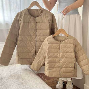 2024 New Autumn and Winter Children's Lightweight Down Jacket for Large Children Solid Color Warm Inner Liner for Baby Wear