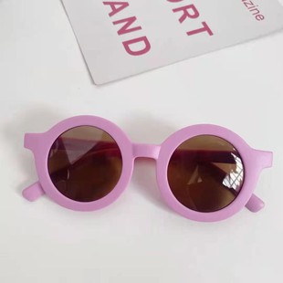 Baby Glasses Children's Sunglasses Boys and Girls UV Protection Trendy Morandi Round Frame Children's Sunglasses Fashion