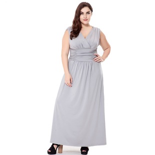 European and American plus size women's summer new V-neck sleeveless dress dress dress wholesale SQ0061