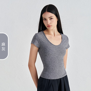 Gentle Naked Running Short-sleeved Yoga T-shirt Women's Slim-fit Slimming Elegant Round Neck Fitness Clothes Women's Top